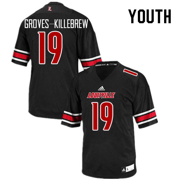 Youth #19 Marquis Groves-Killebrew Louisville Cardinals College Football Jerseys Stitched Sale-Black